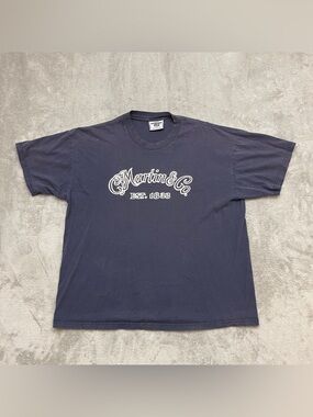 Vintage Martin Guitar Tshirt Blue Men's XL
